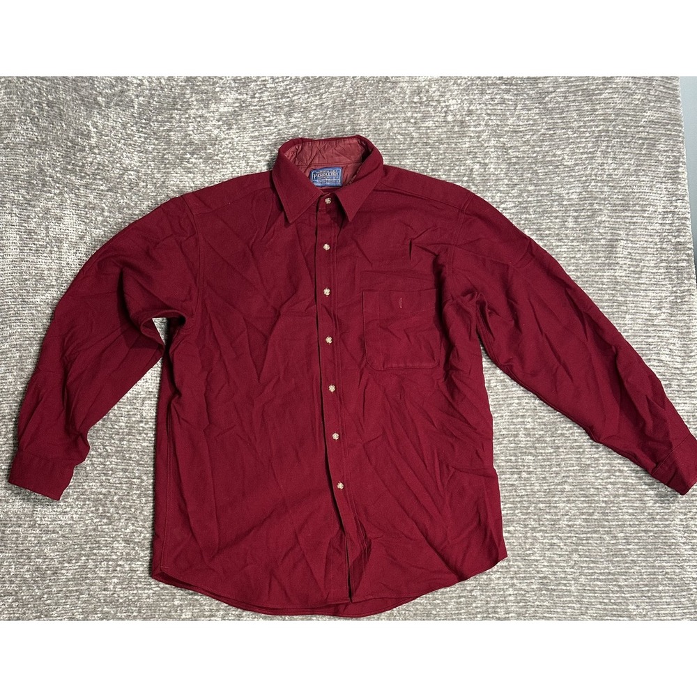 Vintage Pendleton 100% Virgin Wool Shirt Large Red Elbow Patches Made in USA